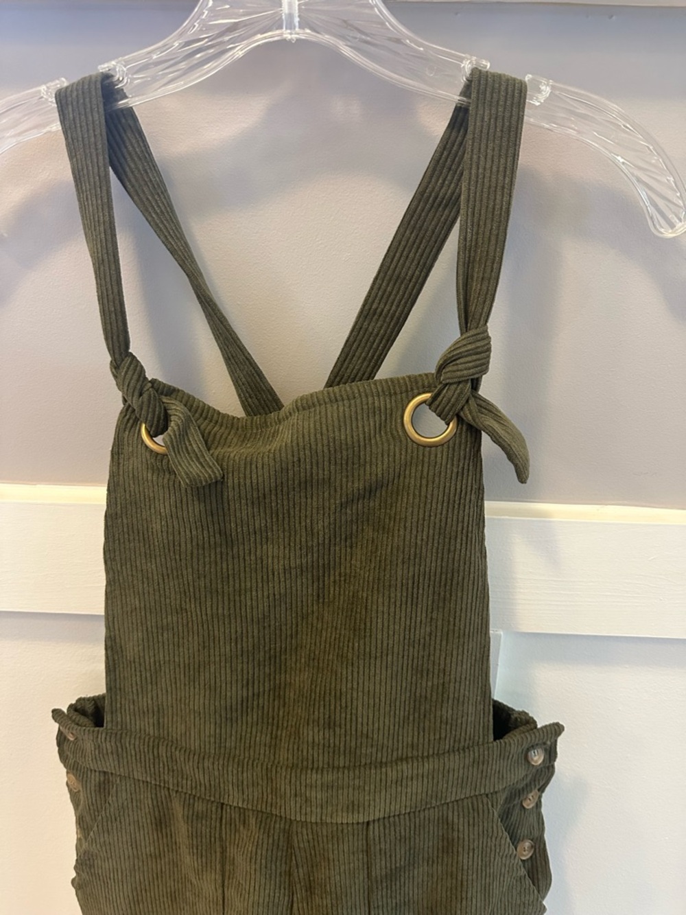 CUPSHE Olive Green Corduroy Overalls Jumpsuit - Women's XS - Picture 2 of 8